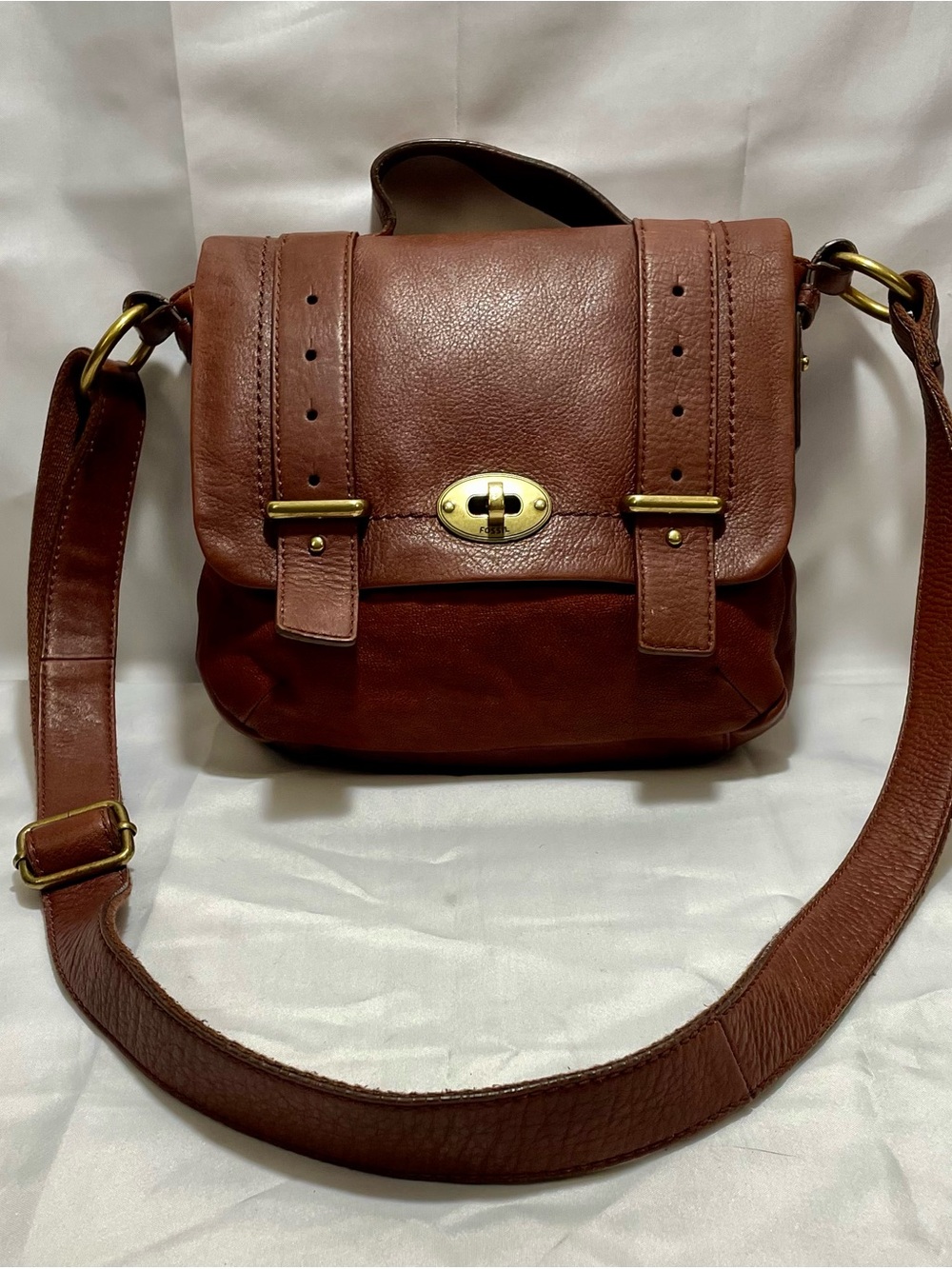 Fossil "Long Live Vintage" Mason Two-Tone Leather Crossbody Flap Bag